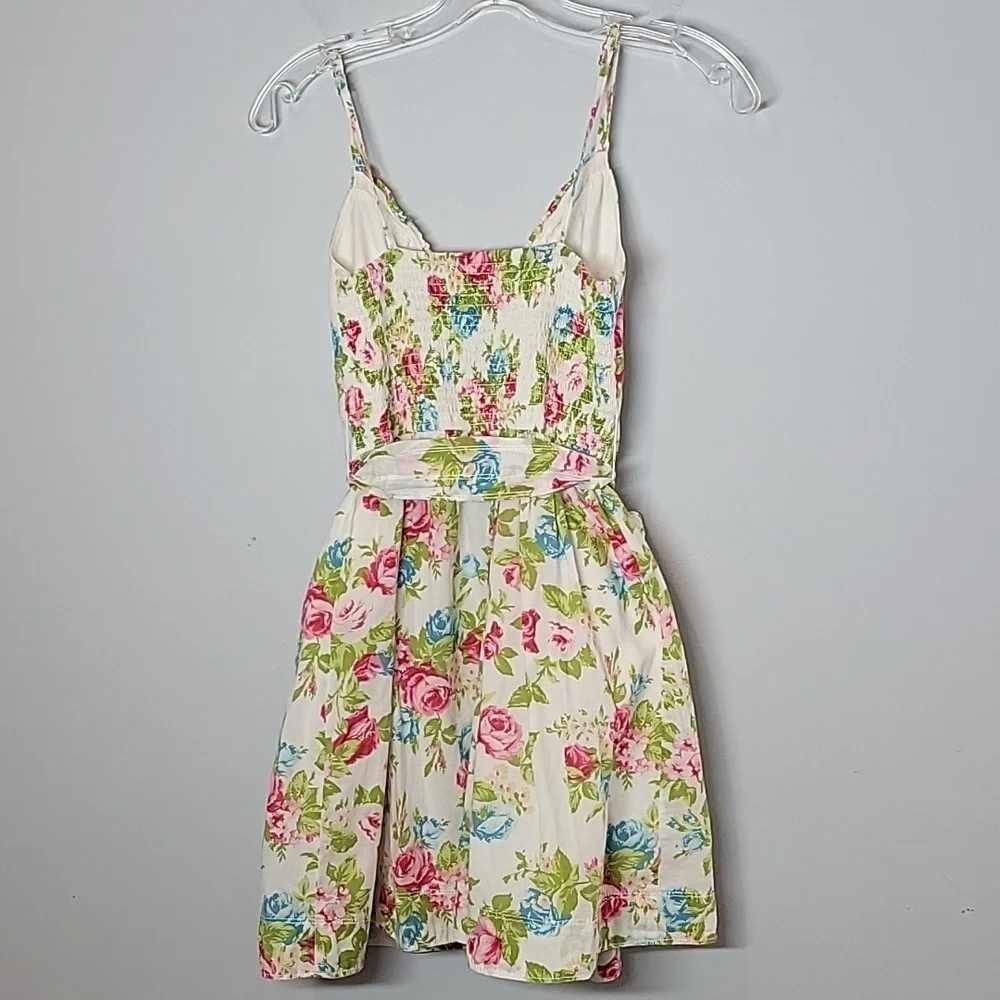 Abercrombie & Fitch mini floral dress vintage smocked belted